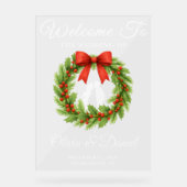 Holly Berry Christmas Wreath Wedding Welkom Acryl Bord (Voorkant)