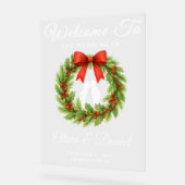 Holly Berry Christmas Wreath Wedding Welkom Acryl Bord (Hoek)
