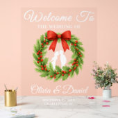 Holly Berry Christmas Wreath Wedding Welkom Acryl Bord (Huwelijk)