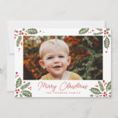 Holly Berry Corners Foto Feestdagenkaart (Voorkant)