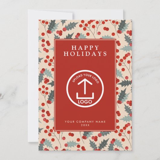 Holly Berry Corporate Business Logo Christmas Kaart (Voorkant)