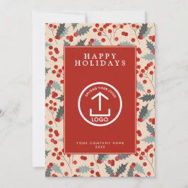 Holly Berry Corporate Business Logo Christmas Kaart