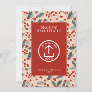 Holly Berry Corporate Business Logo Christmas Kaart