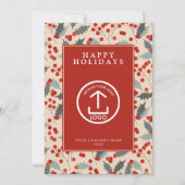 Holly Berry Corporate Business QR-code Kerst Kaart (Voorkant)