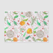 Holly Berry Cranberries Tangerine Waterverf Fruit Tissuepapier (Voorkant)