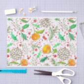 Holly Berry Cranberries Tangerine Waterverf Fruit Tissuepapier (Craft)