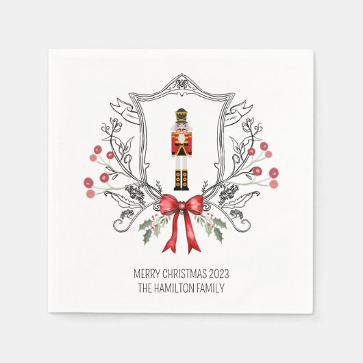 Holly Berry Crest Notenkraker Kerstservetten Servet (Voorkant)