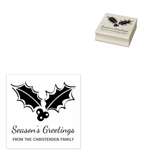 Holly Berry Custom Kerst Rubber Art Stamp Rubberstempel (Gestempeld)