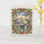  Holly Berry Decorative Christmas Border Kaart (Gele Bloem)