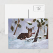 Holly Berry Deer Briefkaart (Voorkant / Achterkant)