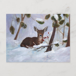Holly Berry Deer Briefkaart