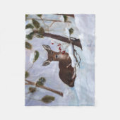 Holly Berry Deer Fleece Deken (Voorkant)