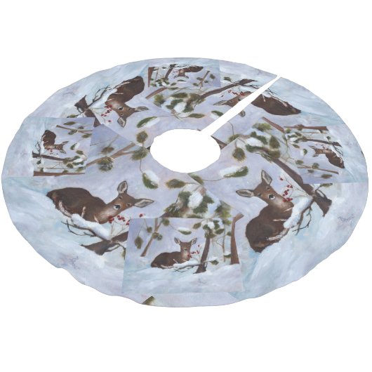 Holly Berry Deer Kerstboom Rok (Gekanteld)