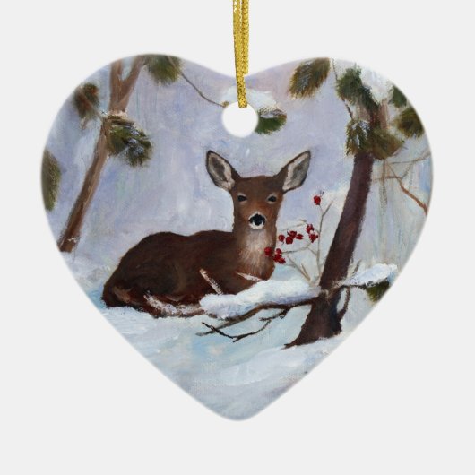 Holly Berry Deer Ornament (Voorkant)