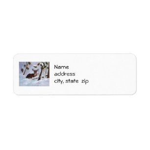 Holly Berry Deer Return Address Labels