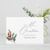 Holly Berry Eenvoudige Elegante Vrolijke Kerstmis  Kaart (Staand voorkant)