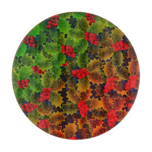 Holly berry en bladeren die de winter doorkruisen snijplank