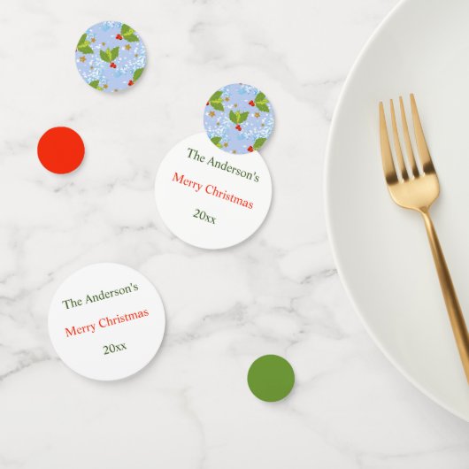 Holly berry en bladpatroon Merry Kerstmis Confetti (Groep)