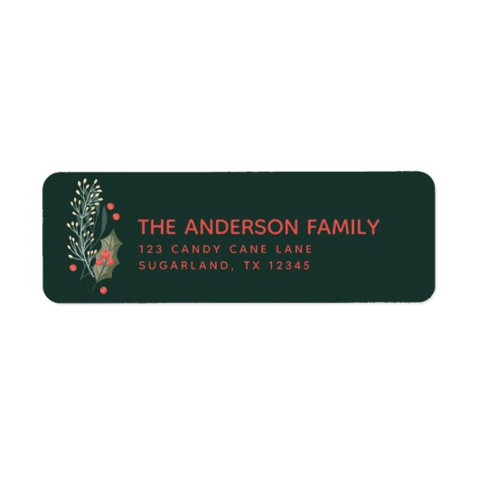 Holly Berry en Garland kerstretour adres Etiket (Voorkant)