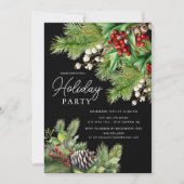 Holly Berry Evergreen Vakantie Party Kaart (Voorkant)