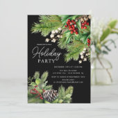 Holly Berry Evergreen Vakantie Party Kaart (Staand voorkant)