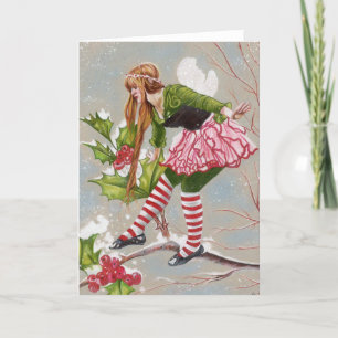 Holly Berry Fairy kerstkaart Feestdagen Kaart