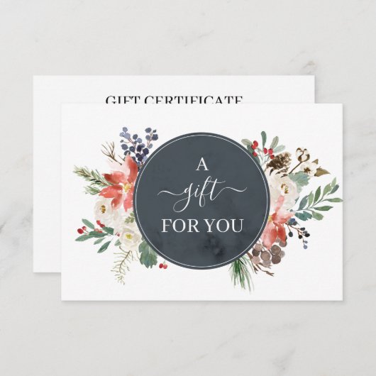 Holly Berry & Floral Blossom Gift Certificate (Voorkant / Achterkant)