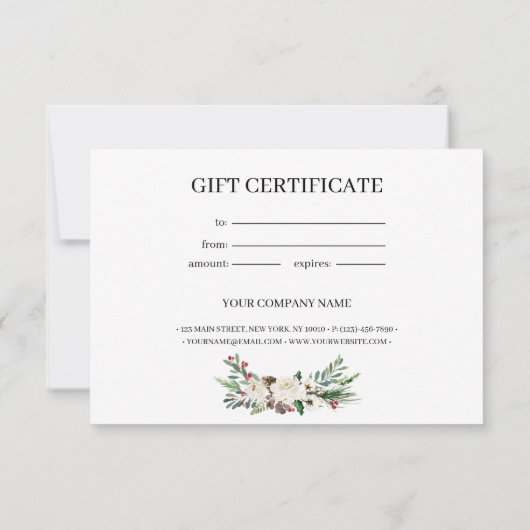 Holly Berry & Floral Blossom Gift Certificate (Achterkant)