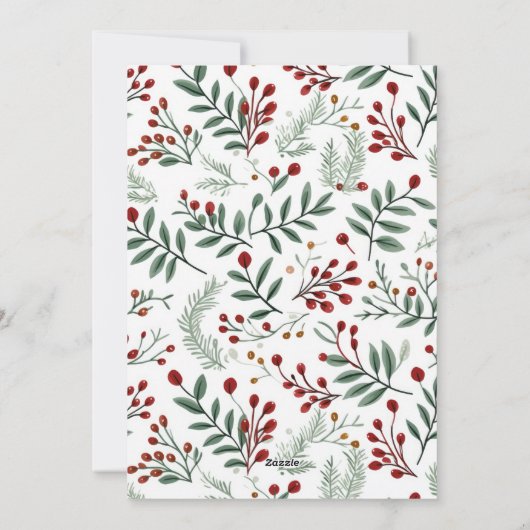 Holly Berry Foto Kerstvakantie Kaart (Achterkant)