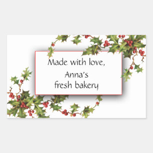 Holly Berry Fresh Bakery Kerst sticker