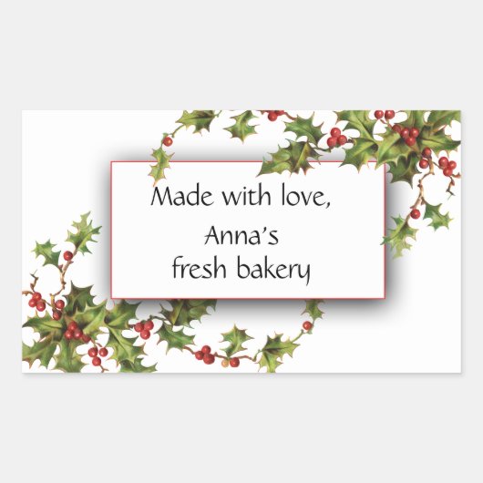 Holly Berry Fresh Bakery Kerst sticker (Voorkant)