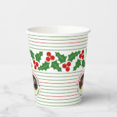 Holly berry garland red, groene strepen kerst papieren bekers (Links)