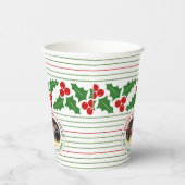 Holly berry garland red, groene strepen kerst papieren bekers (Rechts)