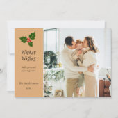 Holly Berry gepersonaliseerde kerstvakantie Kaart (Voorkant)