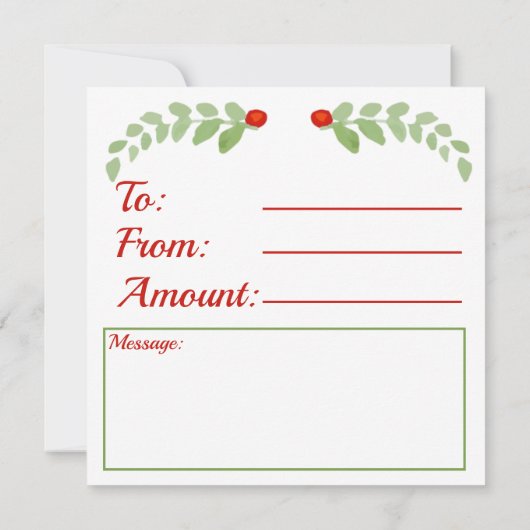 Holly Berry Gift Certificate (Achterkant)