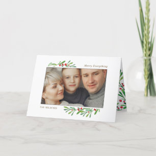 Holly Berry Gold Botanical foto Holiday Card Feestdagen Kaart