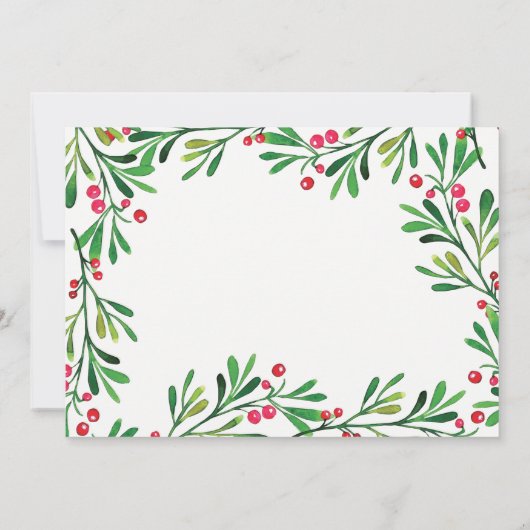 Holly Berry Gold Botanical Photo Holiday Kaart (Achterkant)