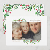 Holly Berry Gold Botanical Photo Holiday Kaart (Voorkant / Achterkant)