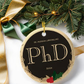Holly Berry Gold Brown PhD Afstuderen Name Keramisch Ornament