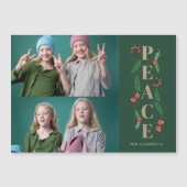 Holly Berry Gold Peace Photo Holiday Magnetic Card (Voorkant)