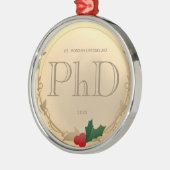Holly Berry Gold PhD Afstuderen Metalen Ornament (Links)