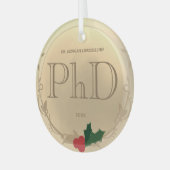 Holly Berry Gold PhD Afstuderen Name Glas Ornament (Voorkant links)