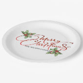 Holly Berry Gradient Red Script Merry Kerstry Papieren Bordje (Gekanteld)