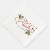 Holly Berry Gradient Red Script Merry Kerstry Servet (Hoek)