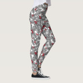 Holly berry, gray leaves on white leggings (Rechts)