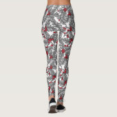 Holly berry, gray leaves on white leggings (Achterkant)