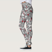 Holly berry, gray leaves on white leggings (Links)