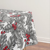 Holly berry, gray leaves on white tafelkleed (Voorbeeld)