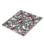 Holly berry, gray leaves on white tegeltje (Zijkant)