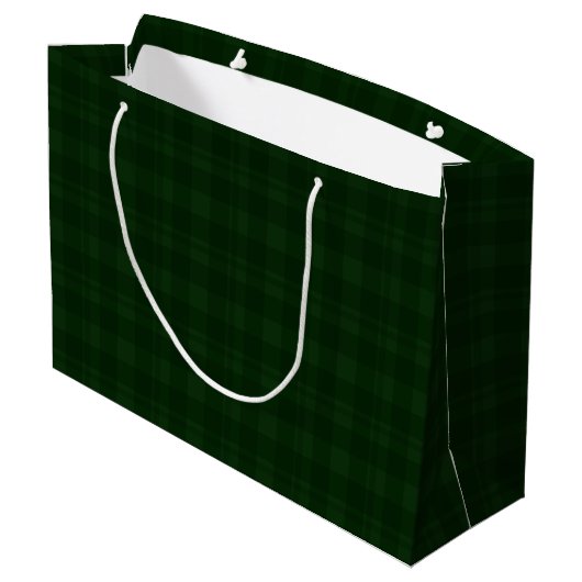 Holly Berry Green Tartan Large Gift Bag Groot Cadeauzakje (Achterkant Gekanteld)